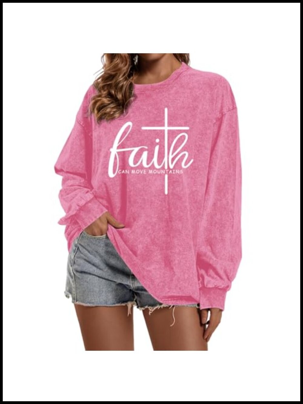 Christian Faith Can Move Mountains Long Sleeve T-Shirt Women Religious Top
